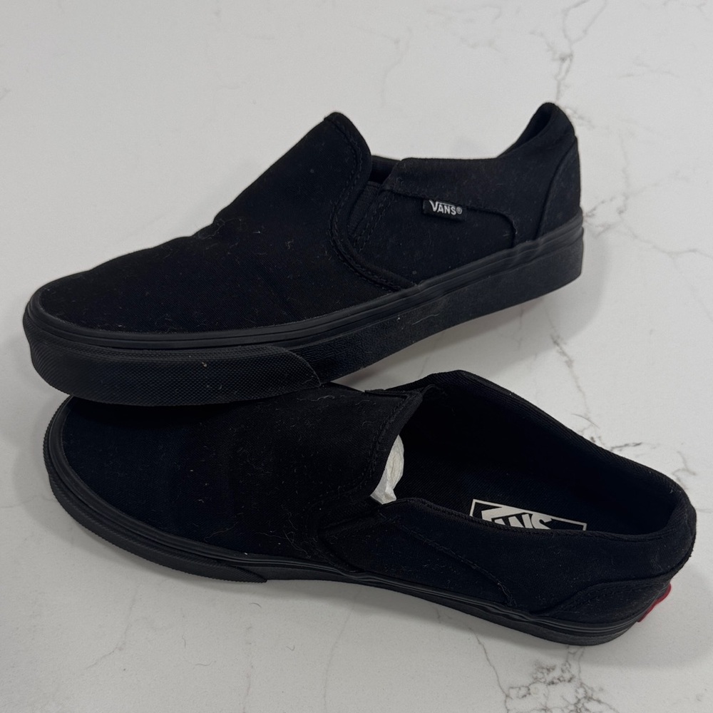 Vans Classic Black Canvas Slip-Ons - Picture 2 of 4